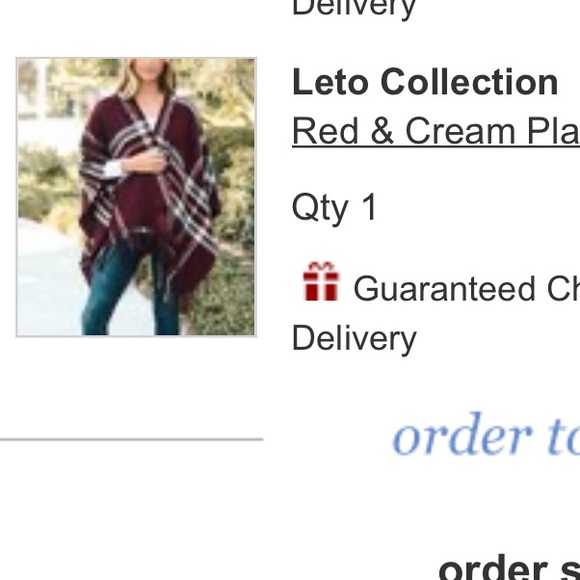 Maroon Plaid Shawl | one size - Picture 2 of 3